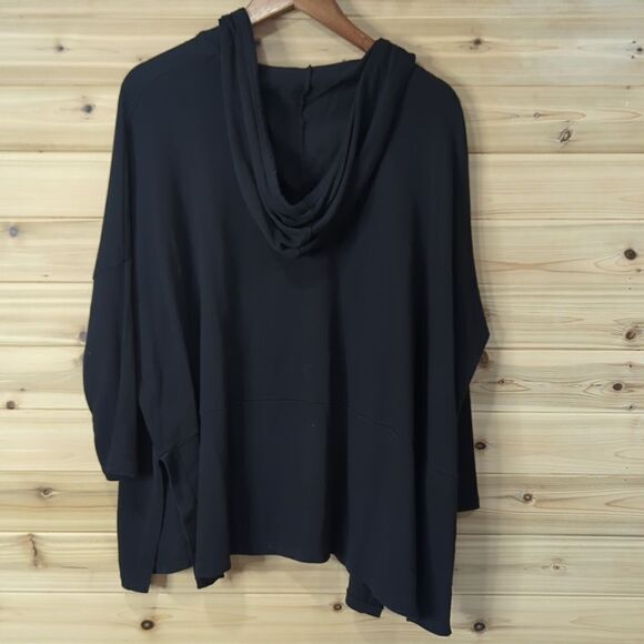 White + Warren Top Womens XS Black Open front Hooded Relaxed Fit - Picture 6 of 11